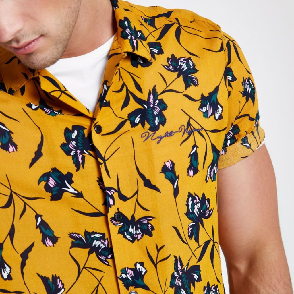 Yellow Floral Short-Sleeve Shirt, River Island