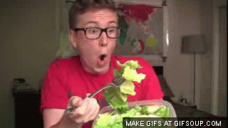 guy excited over lettuce